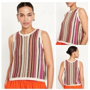 Old Navy Striped Knit Vest Colorful XXL